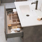 36" Gray Wood Freestanding Bathroom Vanity With White Sink And Two Drawers