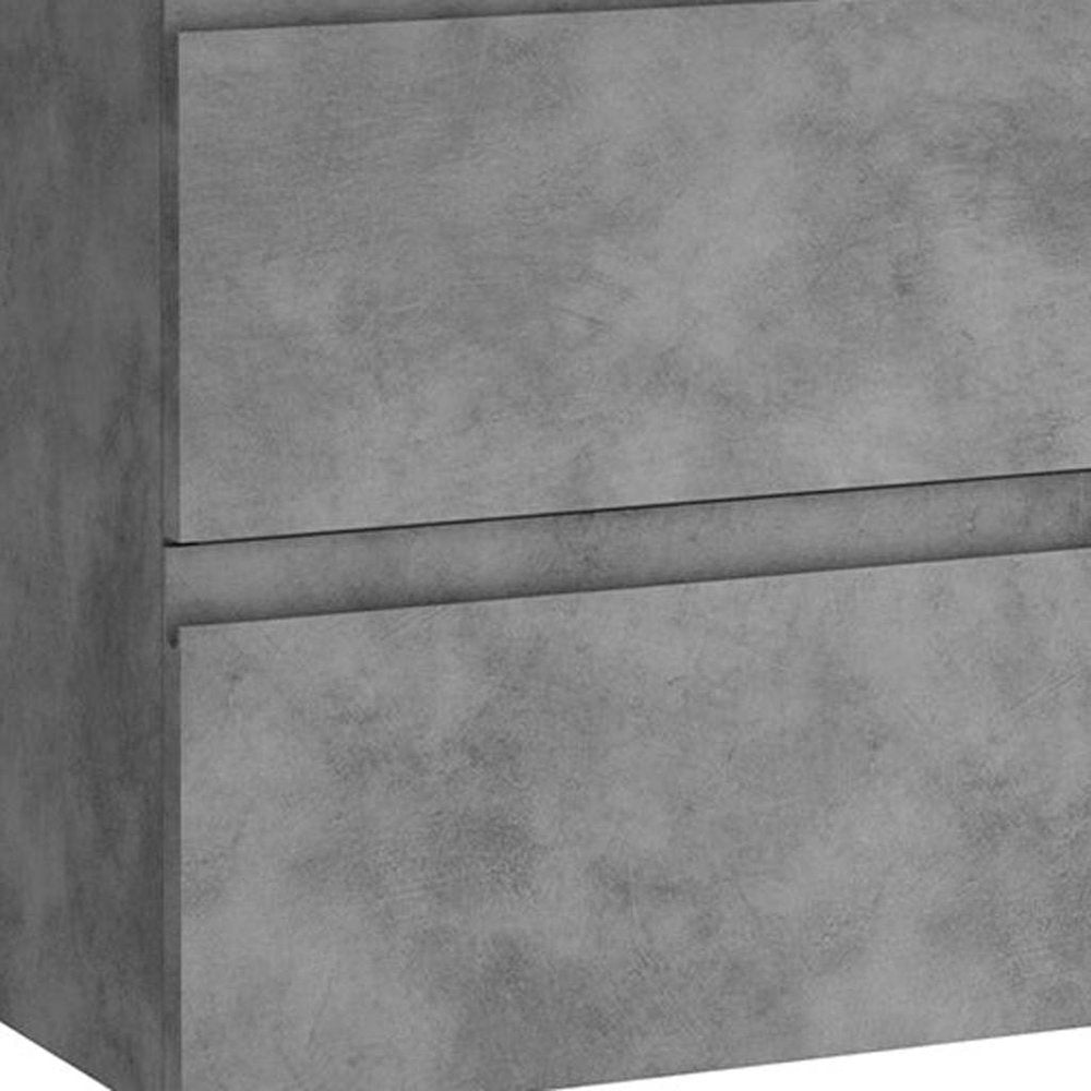 36" Gray Wood Freestanding Bathroom Vanity With White Sink And Two Drawers