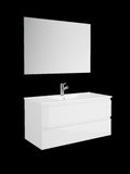 40" White Wood Freestanding Bathroom Vanity With White Sink And Two Drawers