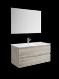 40" Natural Wood Freestanding Bathroom Vanity With White Sink And Two Drawers