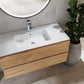40" Oak Wood Freestanding Bathroom Vanity With White Sink And Two Drawers