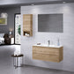 40" Oak Wood Freestanding Bathroom Vanity With White Sink And Two Drawers
