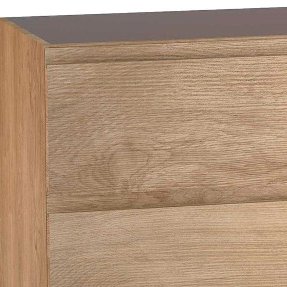 40" Oak Wood Freestanding Bathroom Vanity With White Sink And Two Drawers