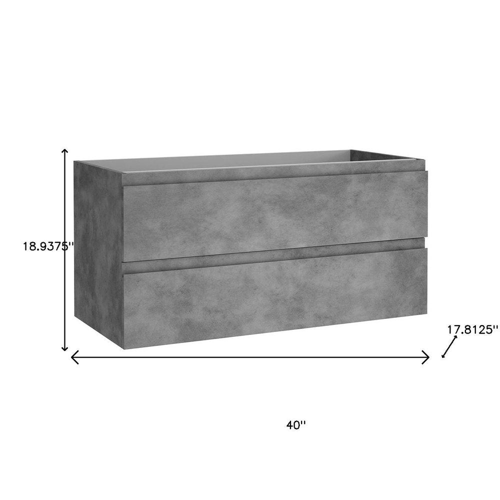 40" Gray Wood Freestanding Bathroom Vanity With White Sink And Two Drawers