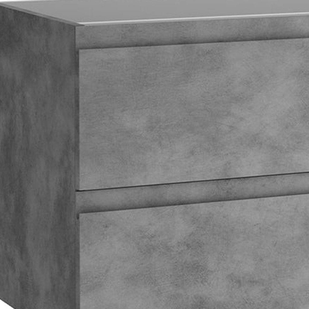 40" Gray Wood Freestanding Bathroom Vanity With White Sink And Two Drawers