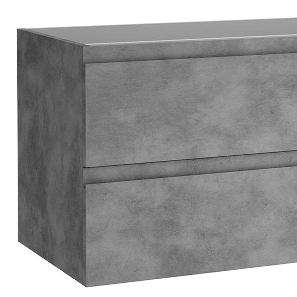 40" Gray Wood Freestanding Bathroom Vanity With White Sink And Two Drawers