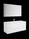 48" White Wood Freestanding Bathroom Vanity With White Sink And Two Drawers