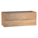 48" Oak Wood Freestanding Bathroom Vanity With White Sink And Two Drawers