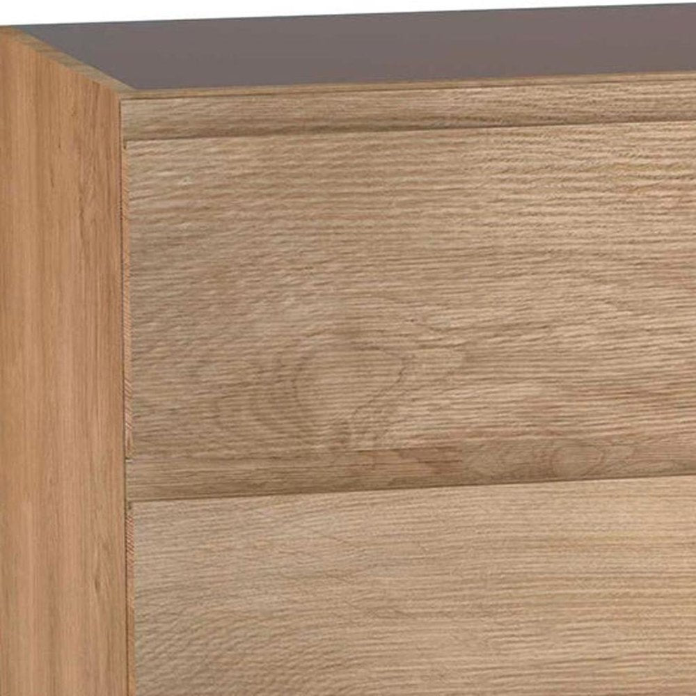 48" Oak Wood Freestanding Bathroom Vanity With White Sink And Two Drawers