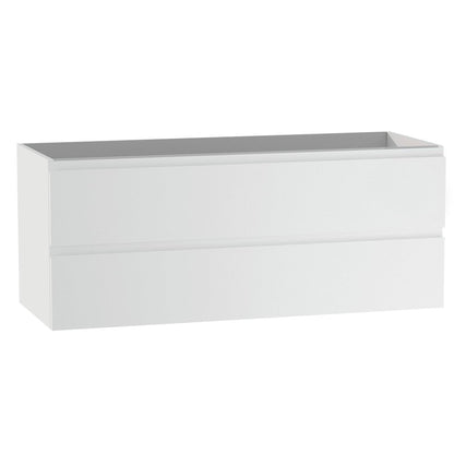 48" White Wood Freestanding Bathroom Vanity With White Sink And Two Drawers