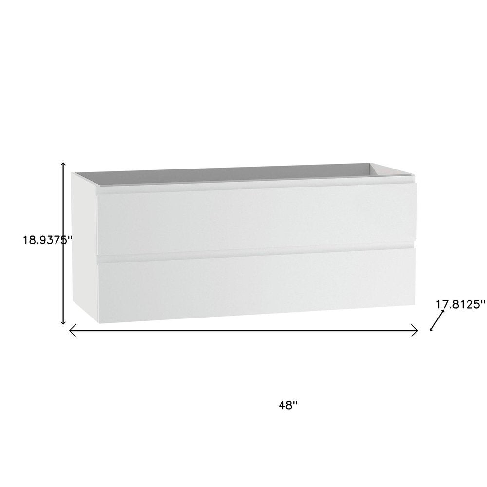 48" White Wood Freestanding Bathroom Vanity With White Sink And Two Drawers