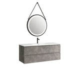 48" Gray Wood Freestanding Bathroom Vanity With White Sink And Two Drawers