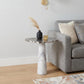 22" Silver and White Aluminum and Marble Pedestal End Table