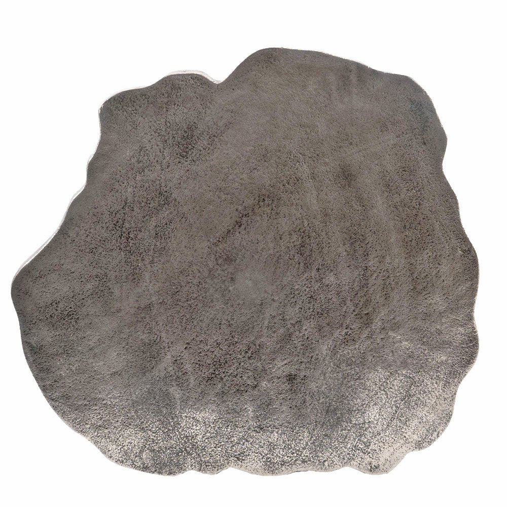 22" Silver and White Aluminum and Marble Pedestal End Table