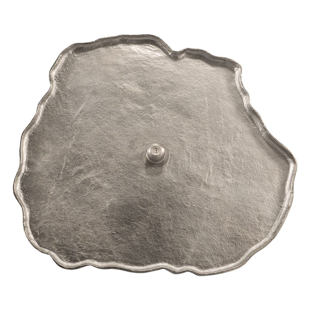 22" Silver and White Aluminum and Marble Pedestal End Table