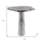 22" Silver and White Aluminum and Marble Pedestal End Table
