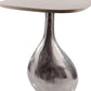 22" Silver And Beige Cast Aluminum And Marble Pedestal End Table