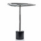 22" Smoky Black and Silver Aluminum Glass and Marble Pedestal End Table