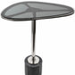 22" Smoky Black and Silver Aluminum Glass and Marble Pedestal End Table