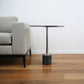 22" Smoky Black and Silver Aluminum Glass and Marble Pedestal End Table