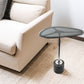 22" Smoky Black and Silver Aluminum Glass and Marble Pedestal End Table