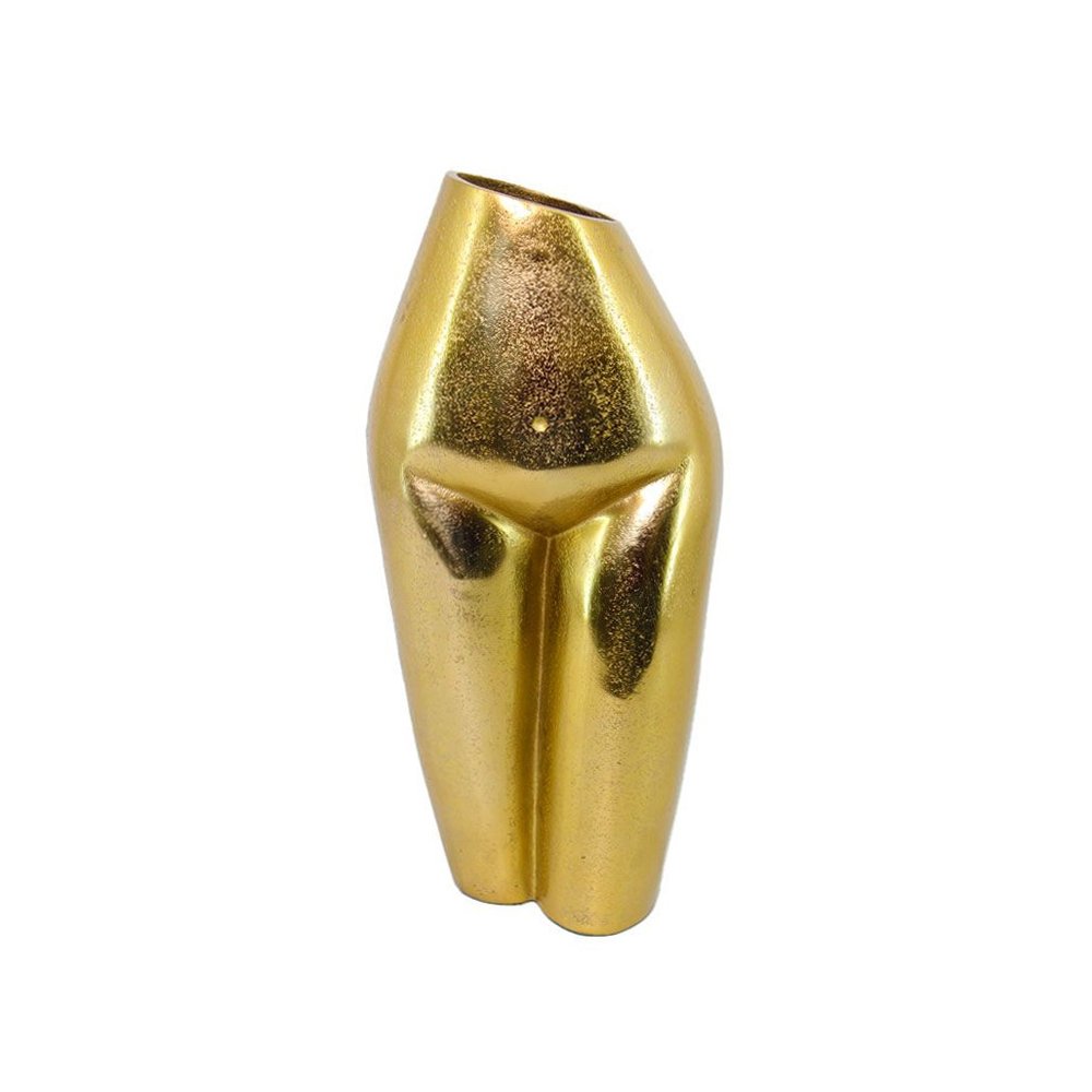 14" Gold Cast Aluminum Female Form Table Vase