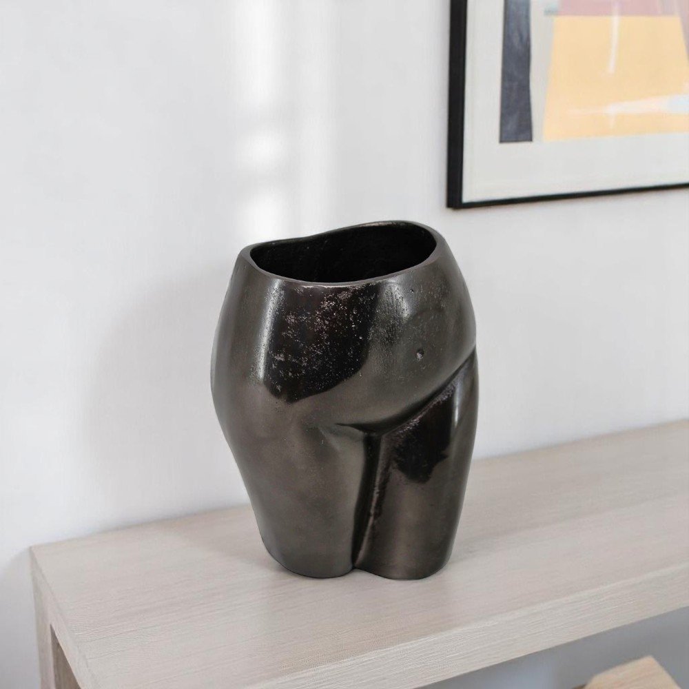 14" Gold Cast Aluminum Female Form Table Vase