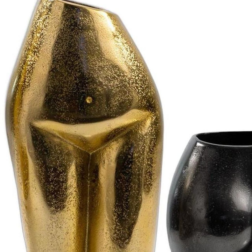 14" Gold Cast Aluminum Female Form Table Vase