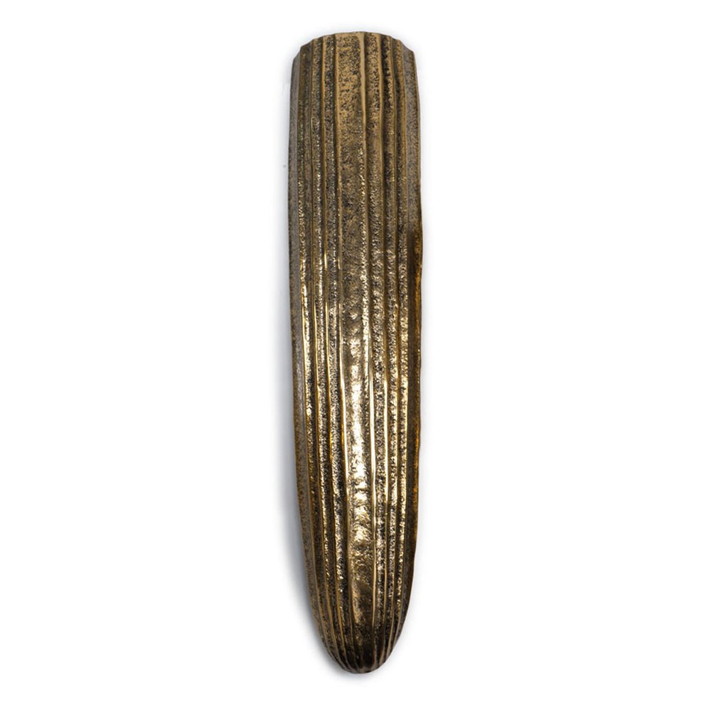 12" Antiqued Gold Ribbed Aluminum Wall Vase