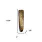 12" Antiqued Gold Ribbed Aluminum Wall Vase