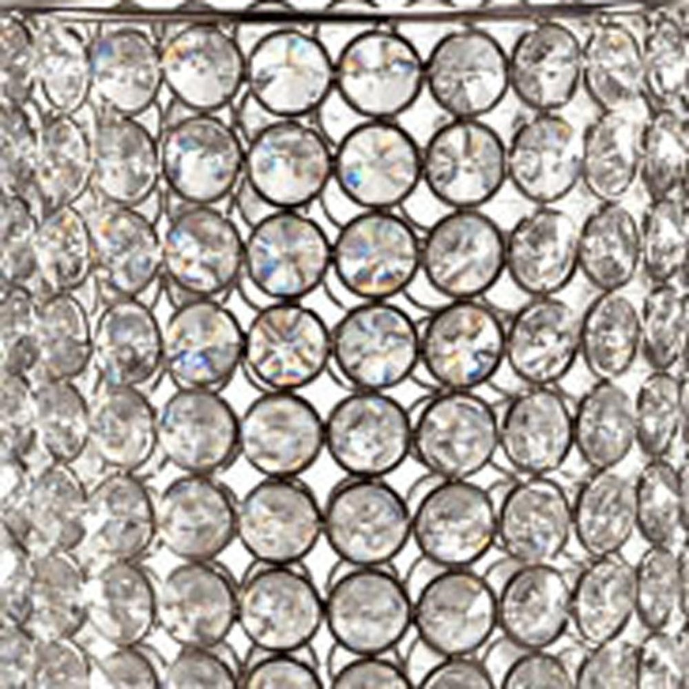 21" Clear And Silver Faux Crystal And Metal Table Vase