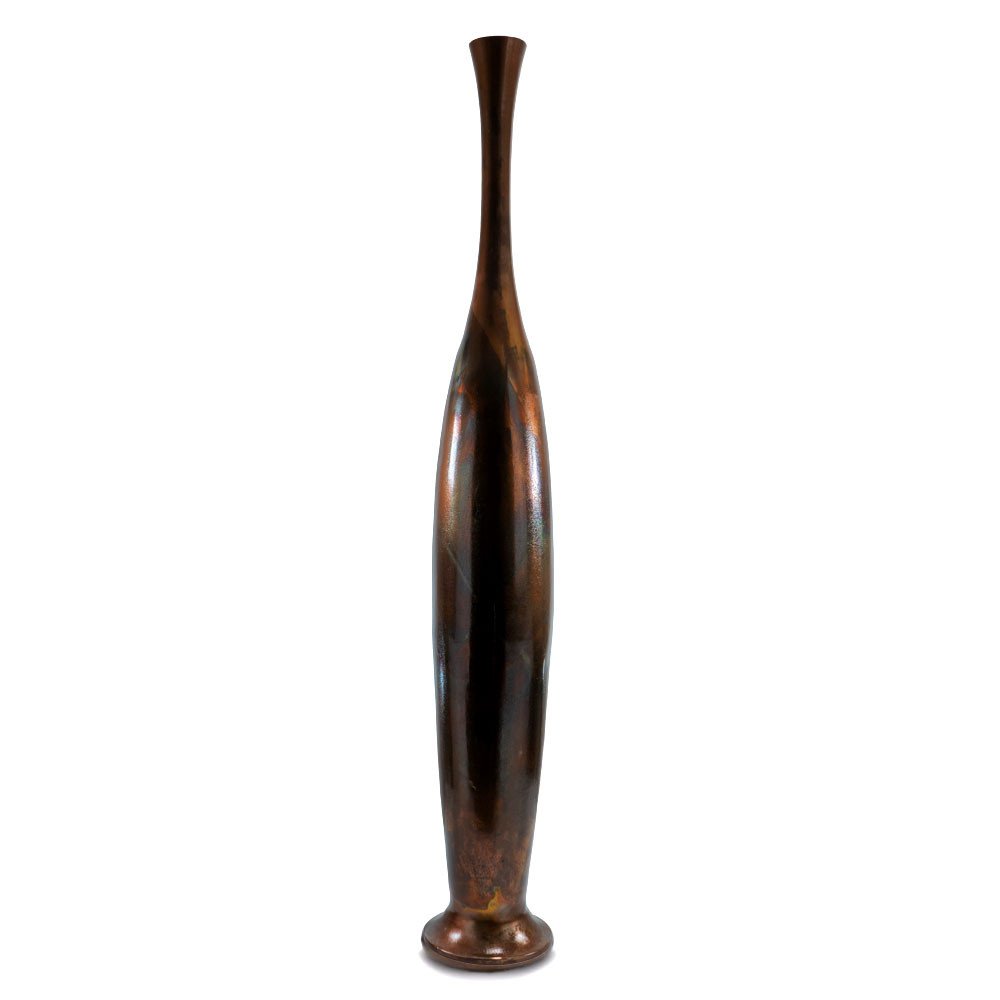 50" Burnished Brown Aluminum Floor Vase