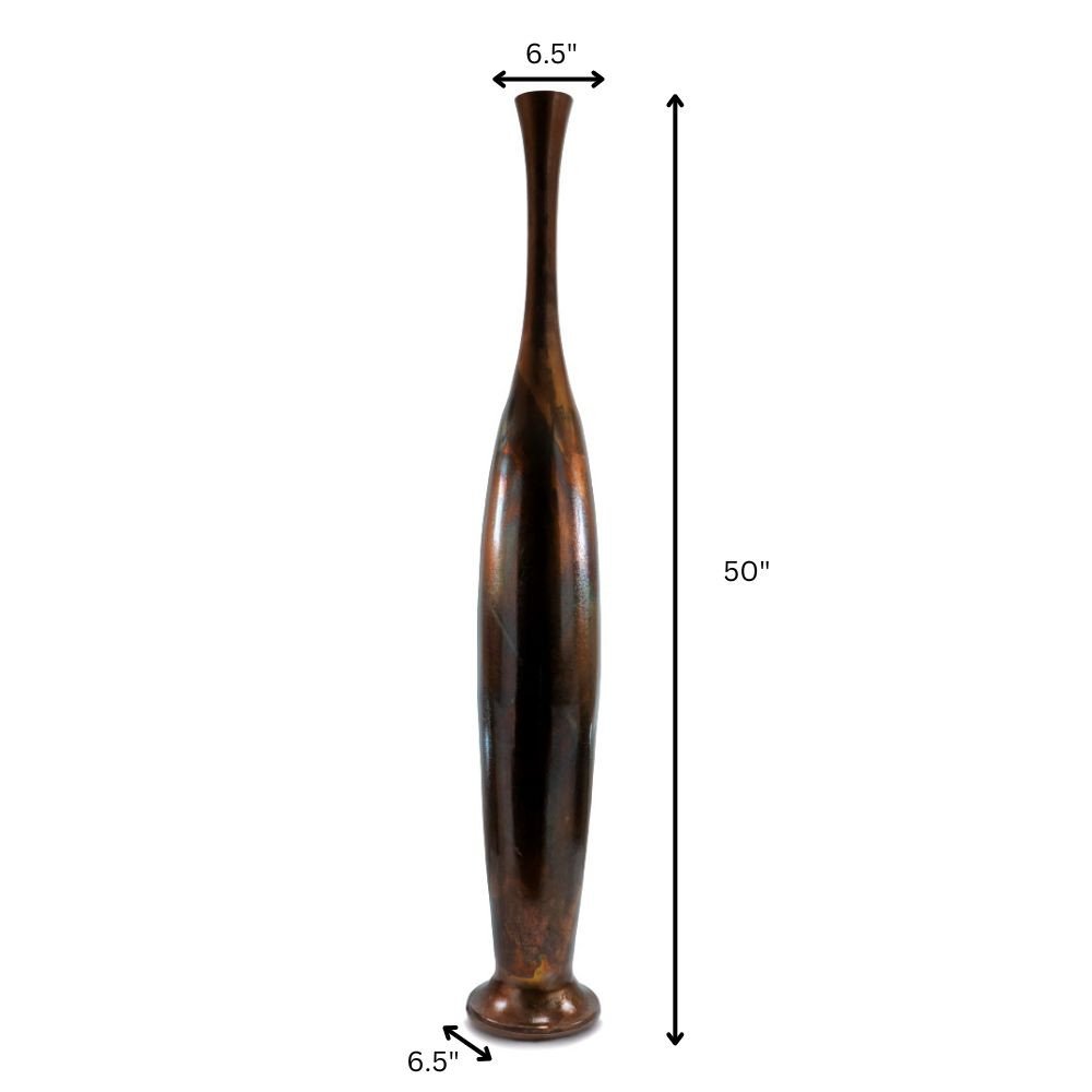 50" Burnished Brown Aluminum Floor Vase