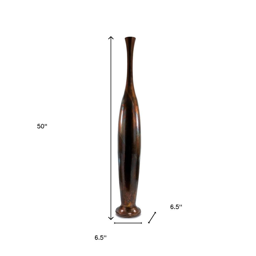 50" Burnished Brown Aluminum Floor Vase