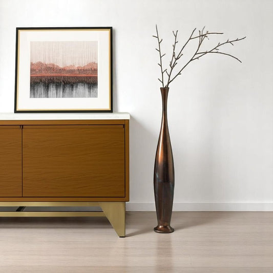 50" Burnished Brown Aluminum Floor Vase