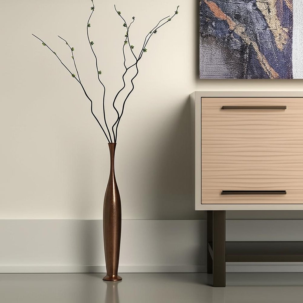 50" Burnished Brown Aluminum Floor Vase