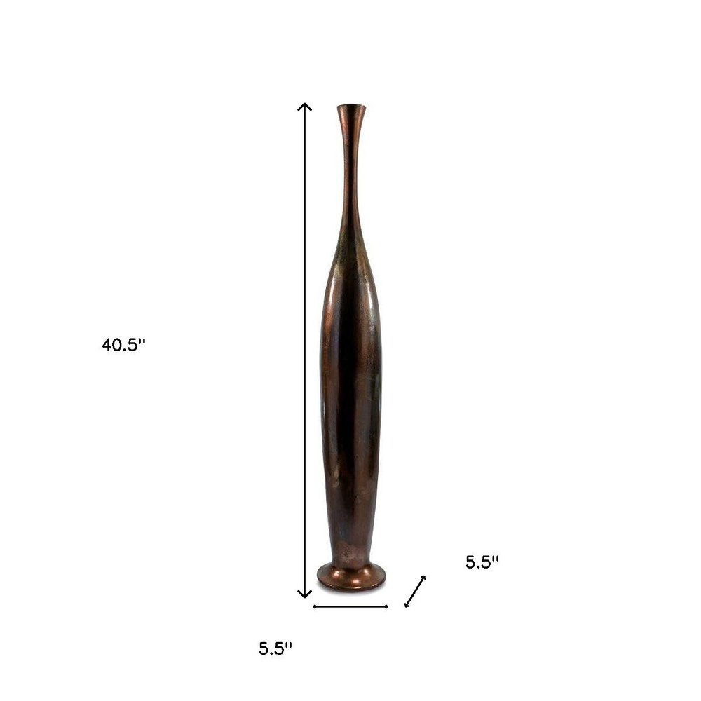 50" Burnished Brown Aluminum Floor Vase