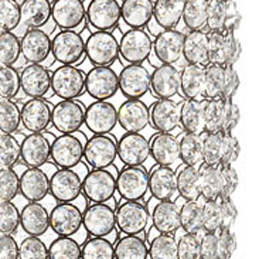 21" Clear And Silver Faux Crystal And Metal Table Vase