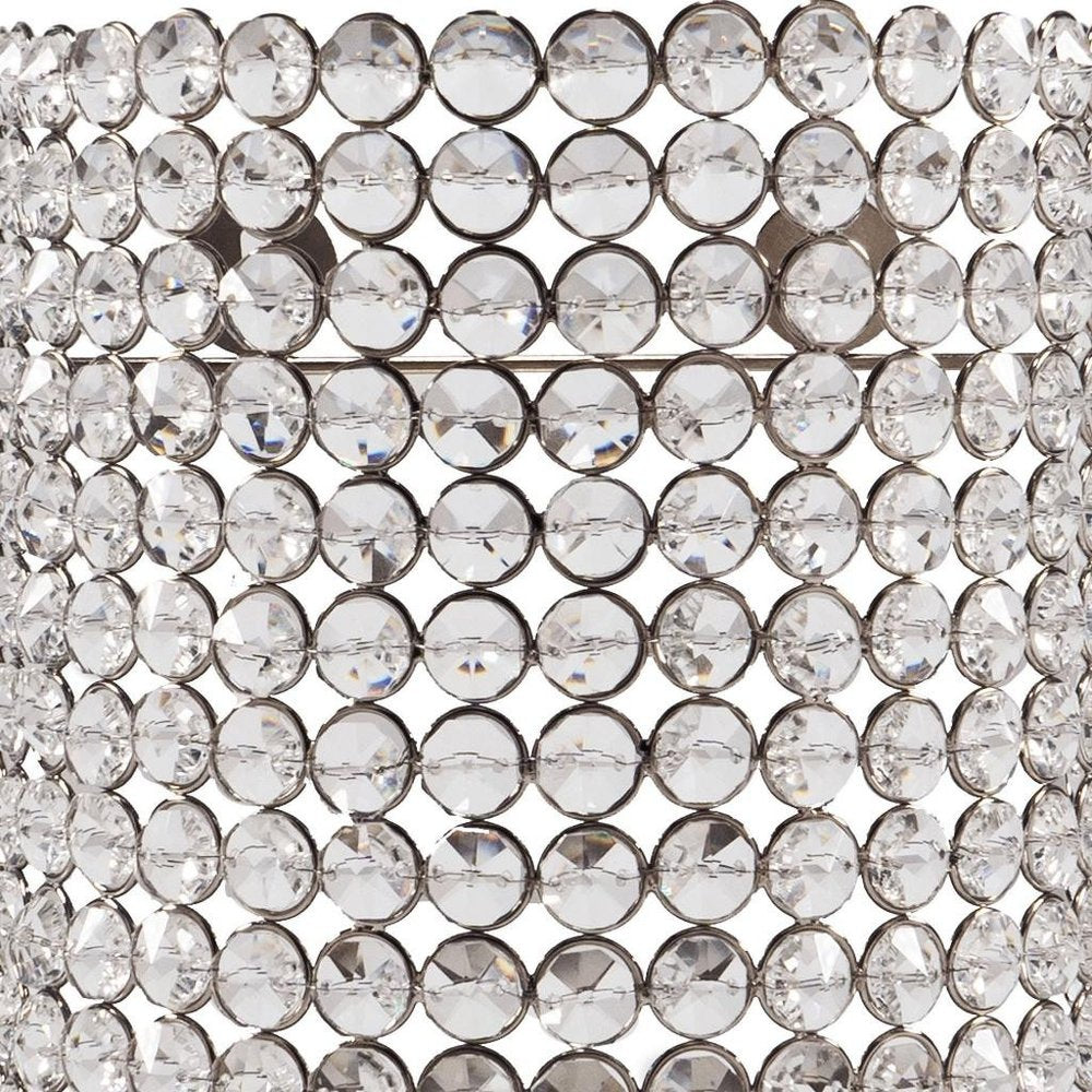 8" Clear And Silver Bejeweled Crystal Wall Sconce Candle Holder
