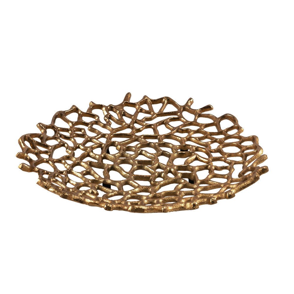 15" Gold Aluminum Coral Decorative Low Bowl