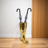 16" Gold Aluminum Firefighter Boot Umbrella Stand