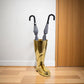 16" Gold Aluminum Firefighter Boot Umbrella Stand