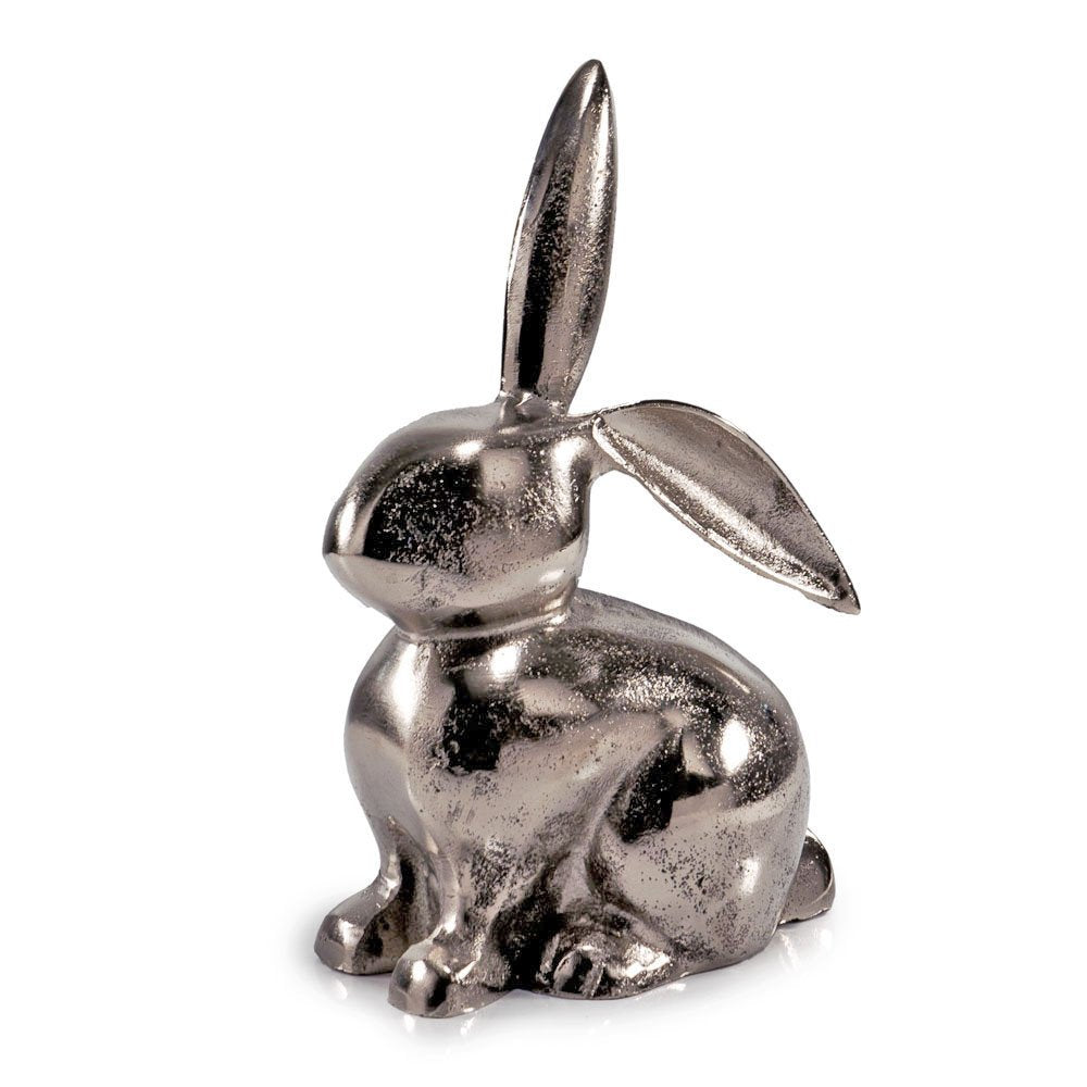 9" Silver Aluminum Rabbit Tabletop Sculpture