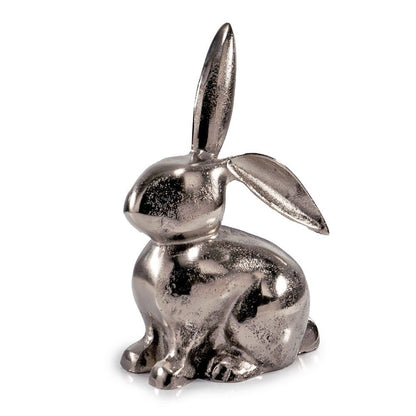 9" Silver Aluminum Rabbit Tabletop Sculpture