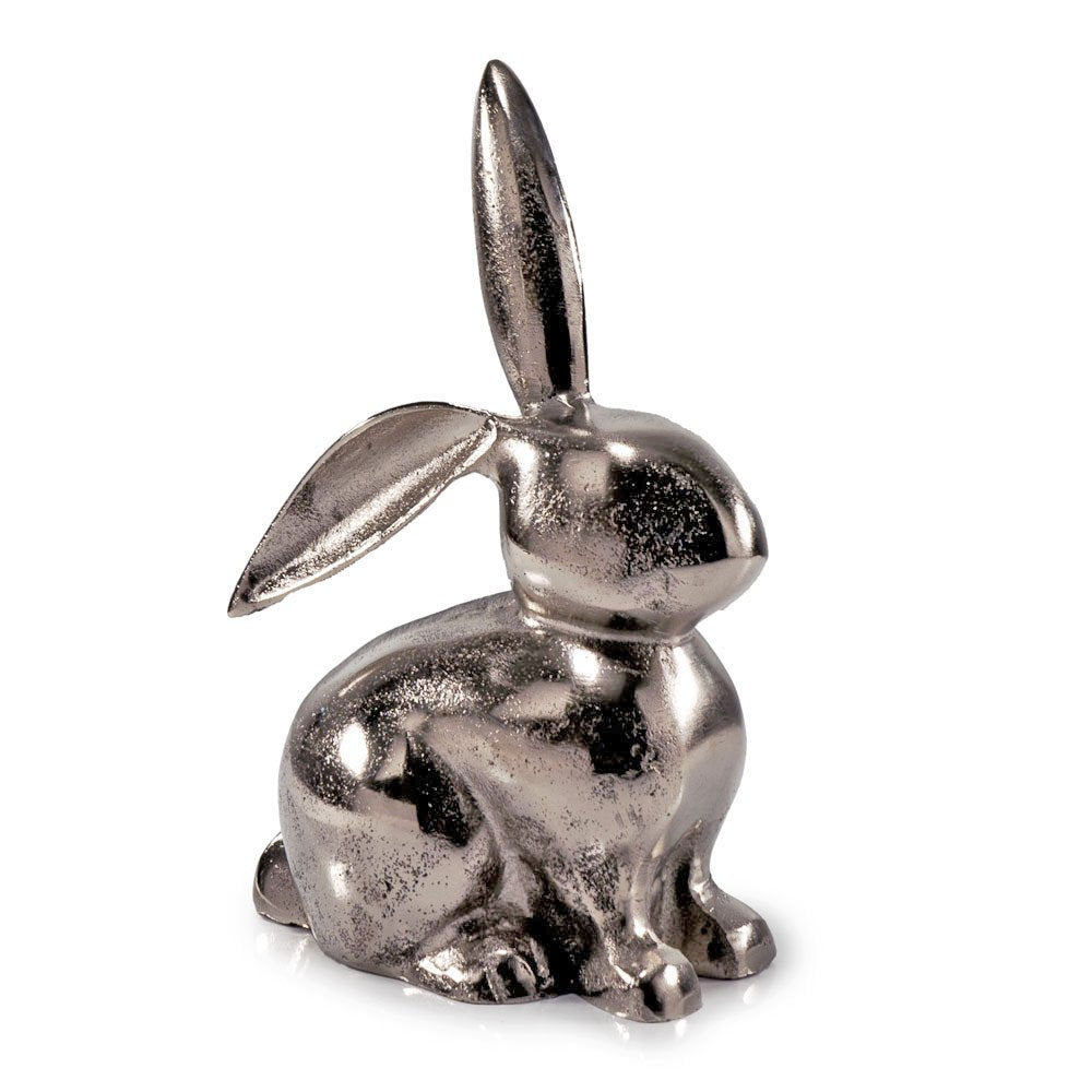 9" Silver Aluminum Rabbit Tabletop Sculpture