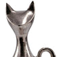 11" Silver Aluminum Cat Tabletop Sculpture