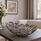 16" Gold Aluminum Abstract Circles Oval Decorative Bowl