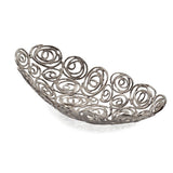 16" Gold Aluminum Abstract Circles Oval Decorative Bowl