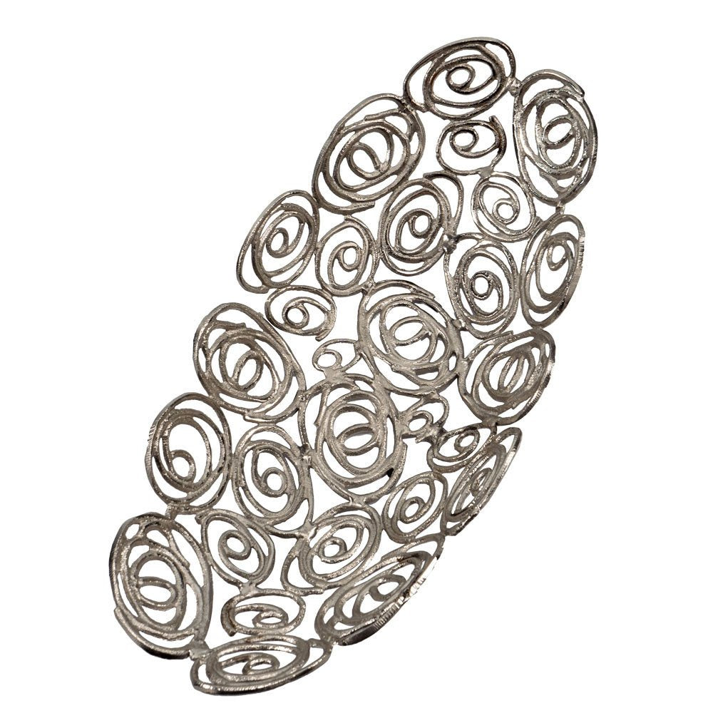 20" Gold Aluminum Abstract Circles Oval Decorative Bowl