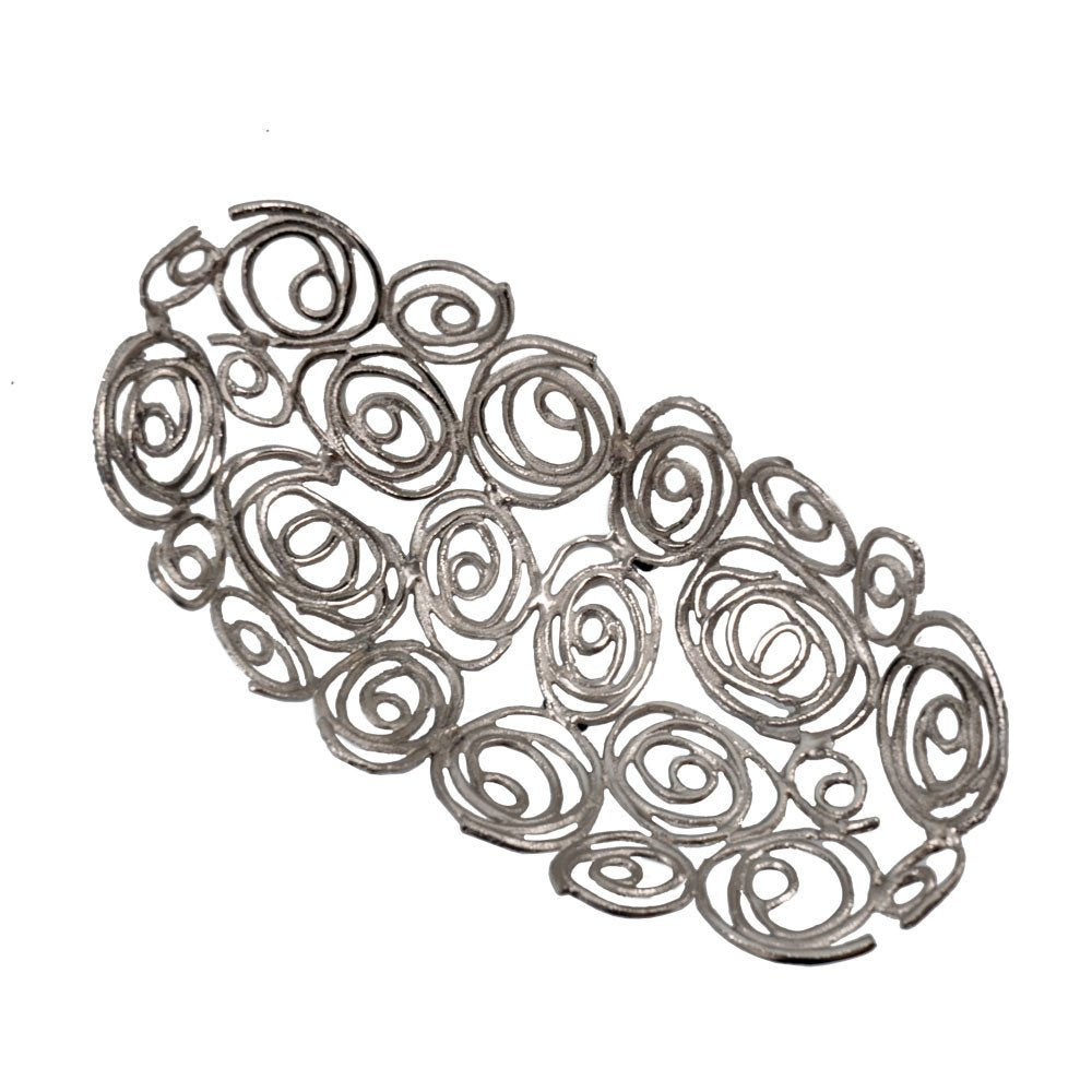 20" Silver Aluminum Abstract Circles Oval Decorative Bowl